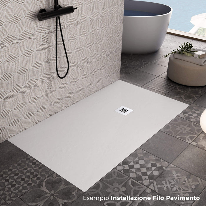 Piatto Doccia 90x90 cm in Pietra Bonussi Everest Bianco