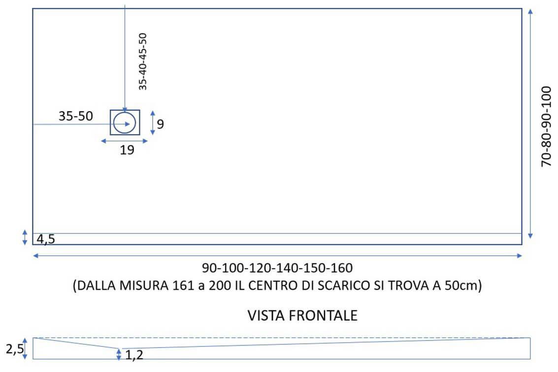 Piatto Doccia 90x130 cm in Pietra Bonussi Everest Bianco