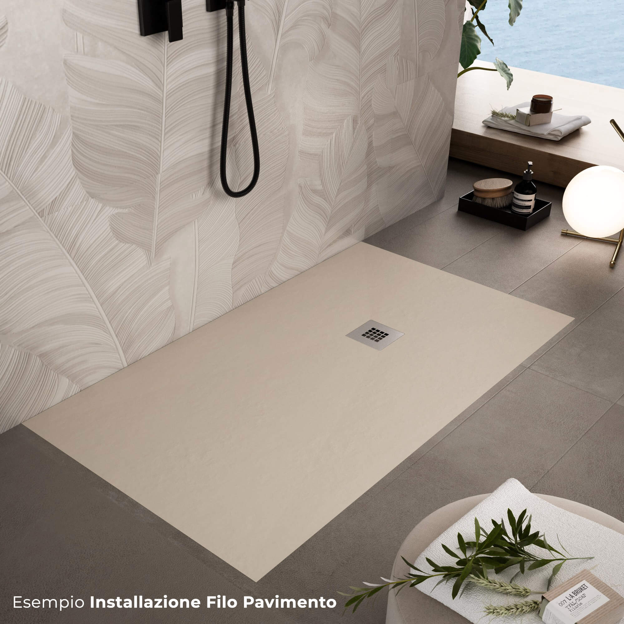 Piatto Doccia 100x100 cm in Pietra Bonussi Everest Crema