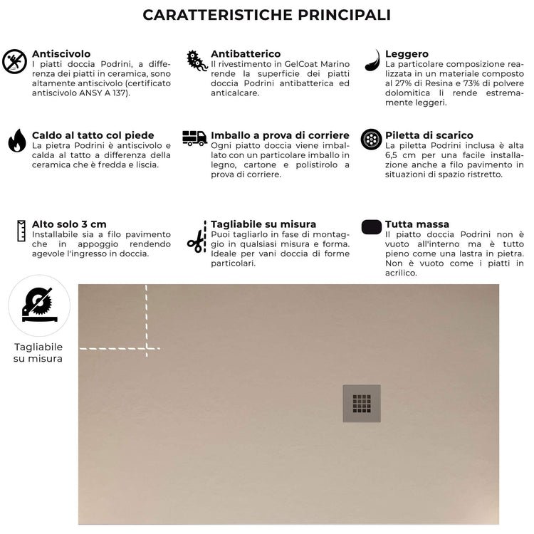 Piatto Doccia 100x160 cm in Pietra Bonussi Everest Crema