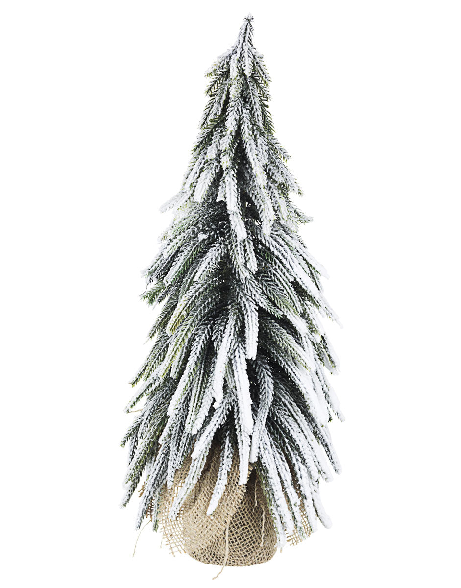 Mini Albero Natale Innevato Piccolo Statuina Juta Decorazioni Natalizie Cimone