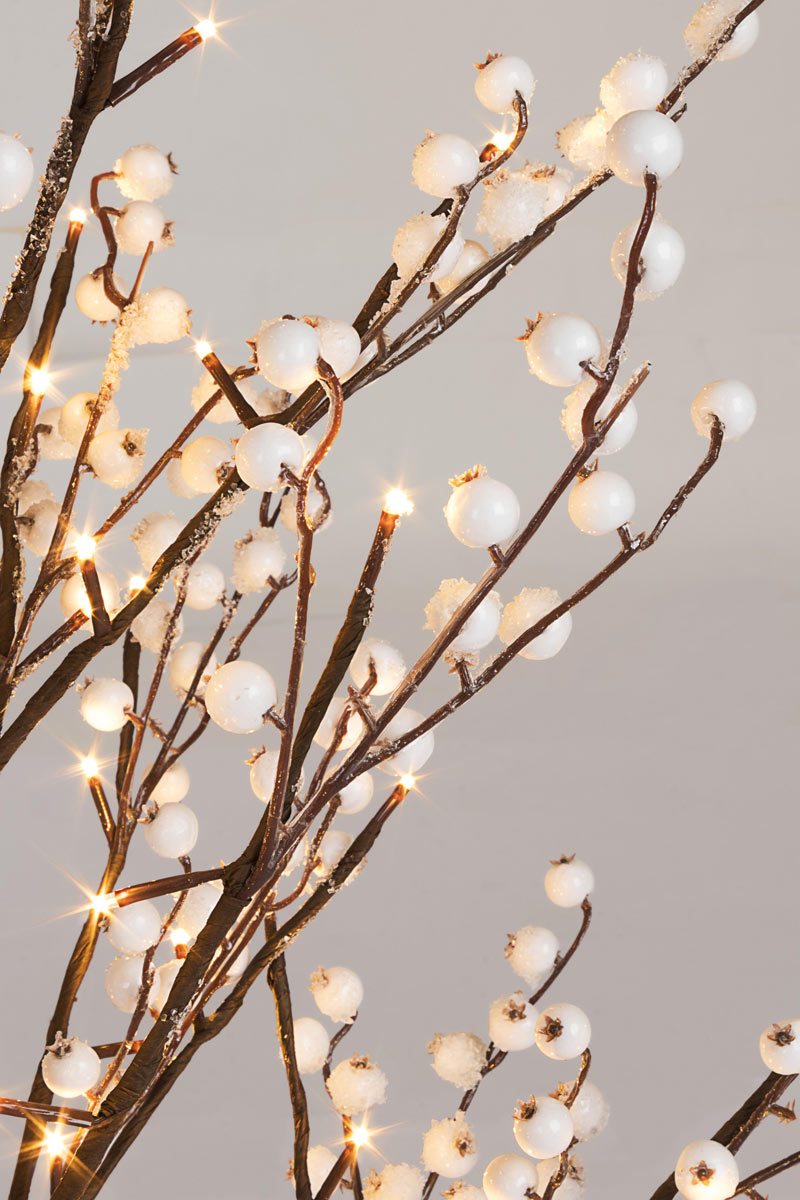 Mini Albero Natale con Luci Led e Bacche Decorazione Natalizia Alberello Glow Dimensioni: 45 cm H - 32 Led