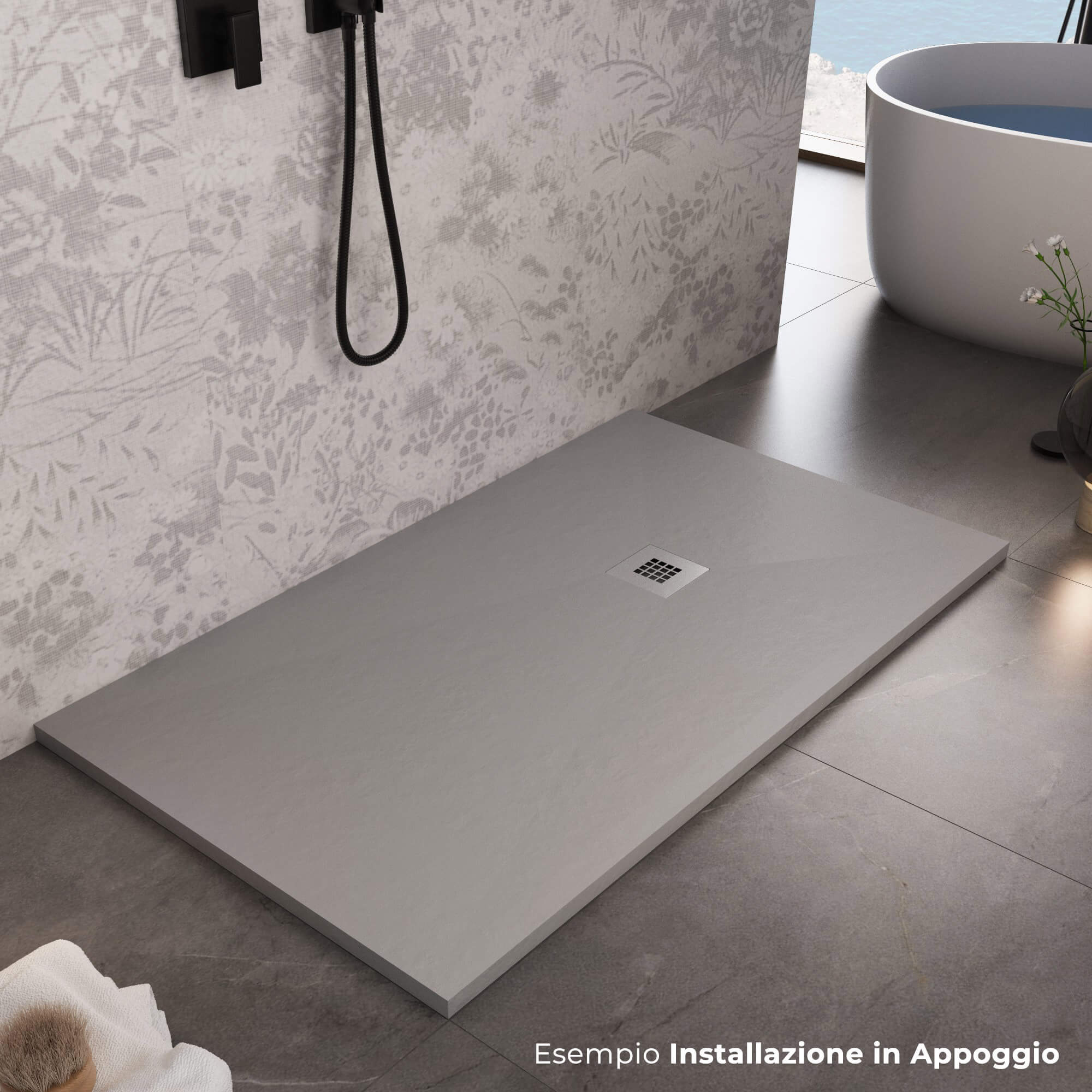 Piatto Doccia 70x90 cm in Pietra Bonussi Everest Grigio Chiaro