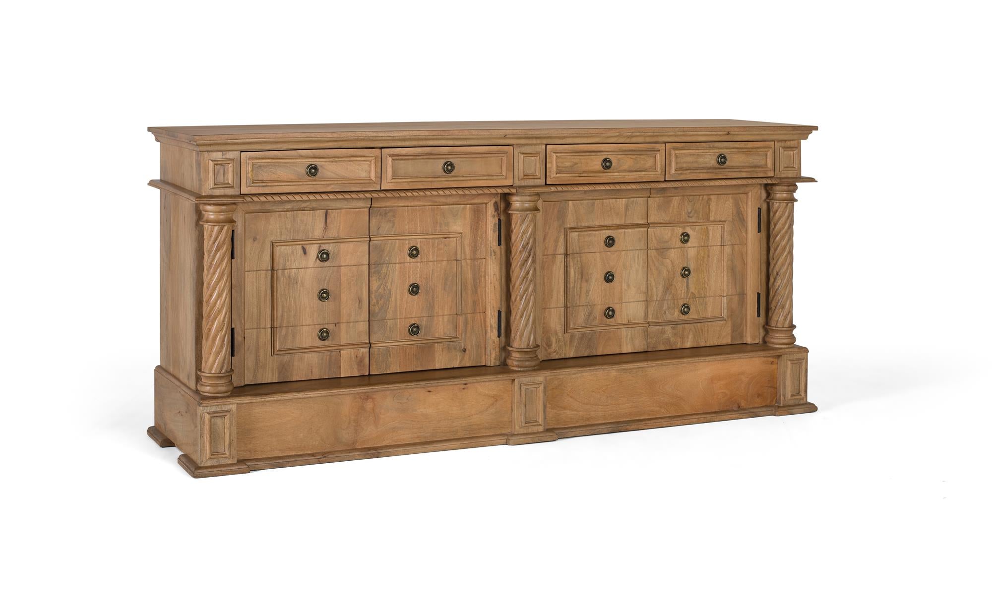 Credenza con 4 cassetti e 4 ante in legno di mango