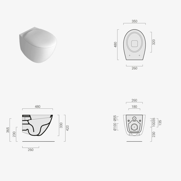 Sanitari sospesi moderni Domus Falerii modello Mascalzone con sedile Soft Close