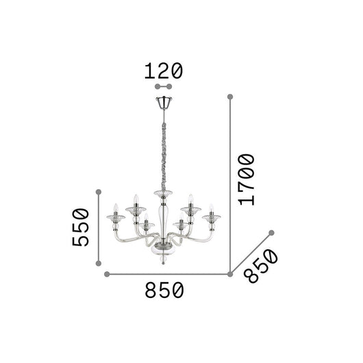Sospensione Contemporanea Danieli Vetro Trasparente 6 Luci E14