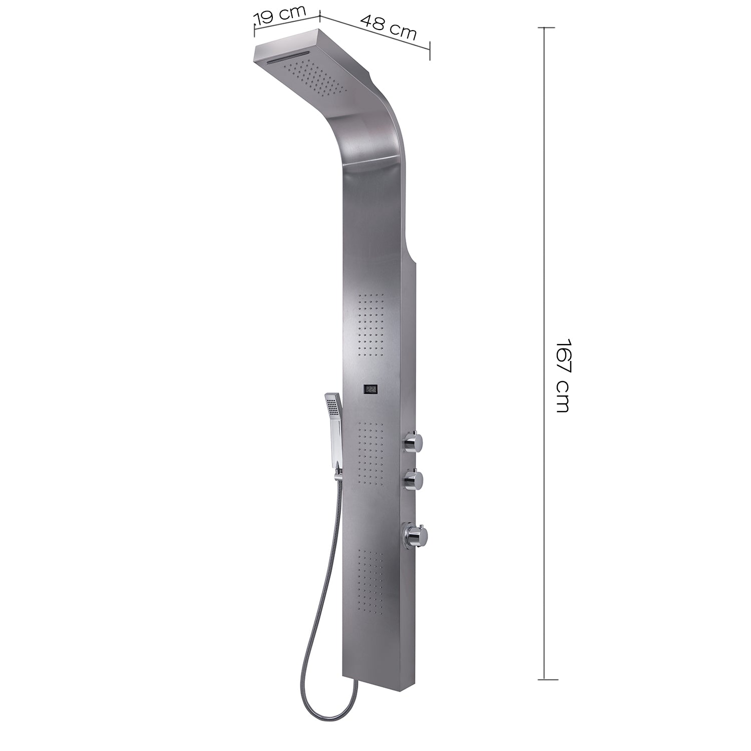 Pannello doccia multifunzione con miscelatore termostatico da cm 167 modello SPA 02 finitura inox - Spazzolato