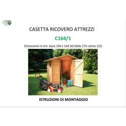 Casetta Ricovero Attrezzi da Giardino in Legno, Doghe Spessore 19 mm. Modello C164/1