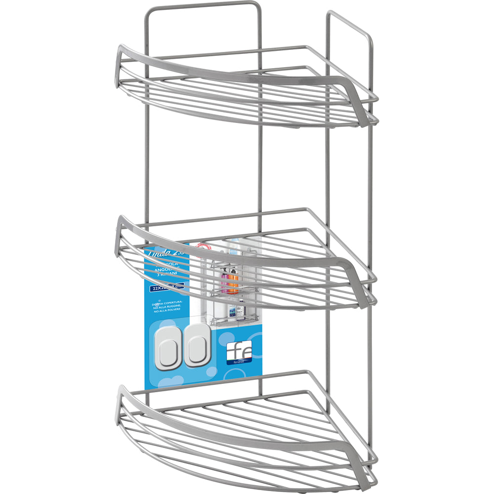 MENSOLA ANGOLARE DOCCIA 2 RIPIANI IN ACCIAIO LINEA LINDA L22 x P22 x H53 cm FERIDRIAS