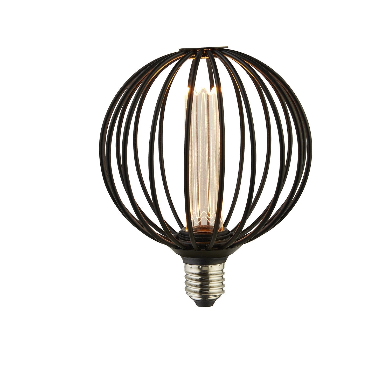 Lampadina Contemporanea Globo Acciaio Nero 1 Luce E27 3,5W 1800K