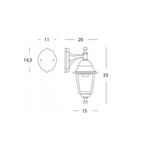 Applique In Basso Piccola Esterno Nano Alluminio E Vetro Nero 1 Luce E27