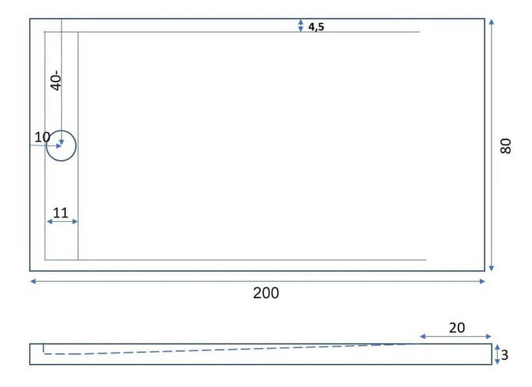 Piatto Doccia 80x200 cm in Pietra Bonussi Makalu Nero