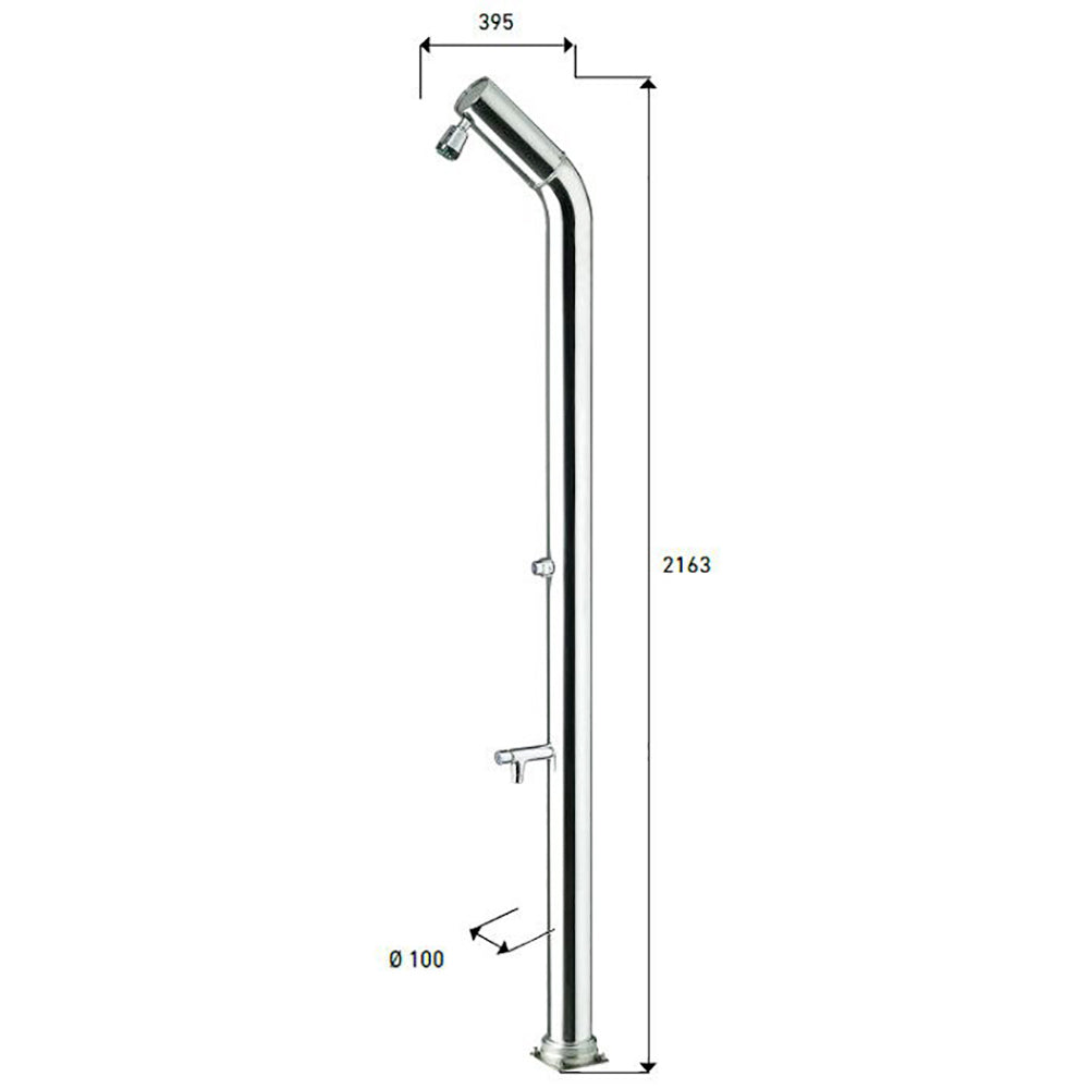 Doccia da Giardino Temporizzatore e Lavapiedi ATI Docce UNI-1P Inox Anodizzato