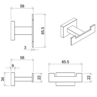 Set 2 Appendini Bagno con Doppio Gancio in Acciaio Cromato Bonussi