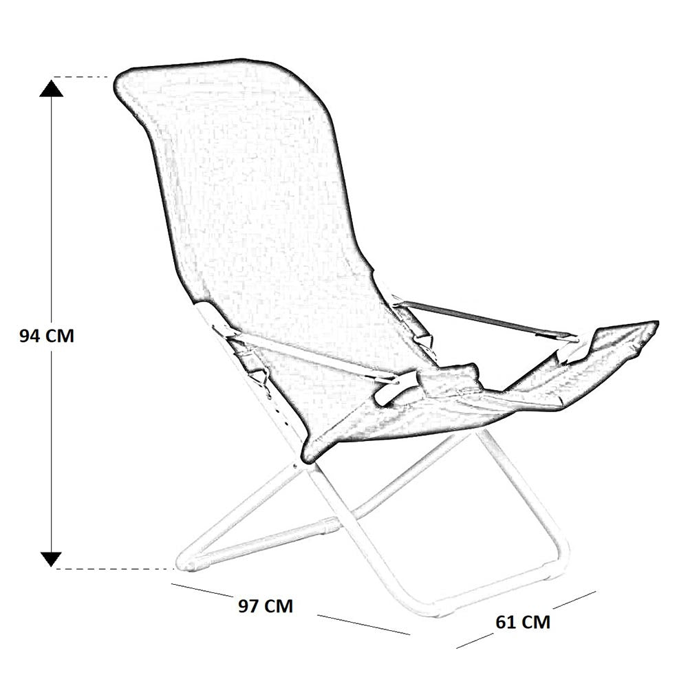 Sedia sdraio fiam fiesta telaio acciaio bianco con telo in juta 127BSJUT