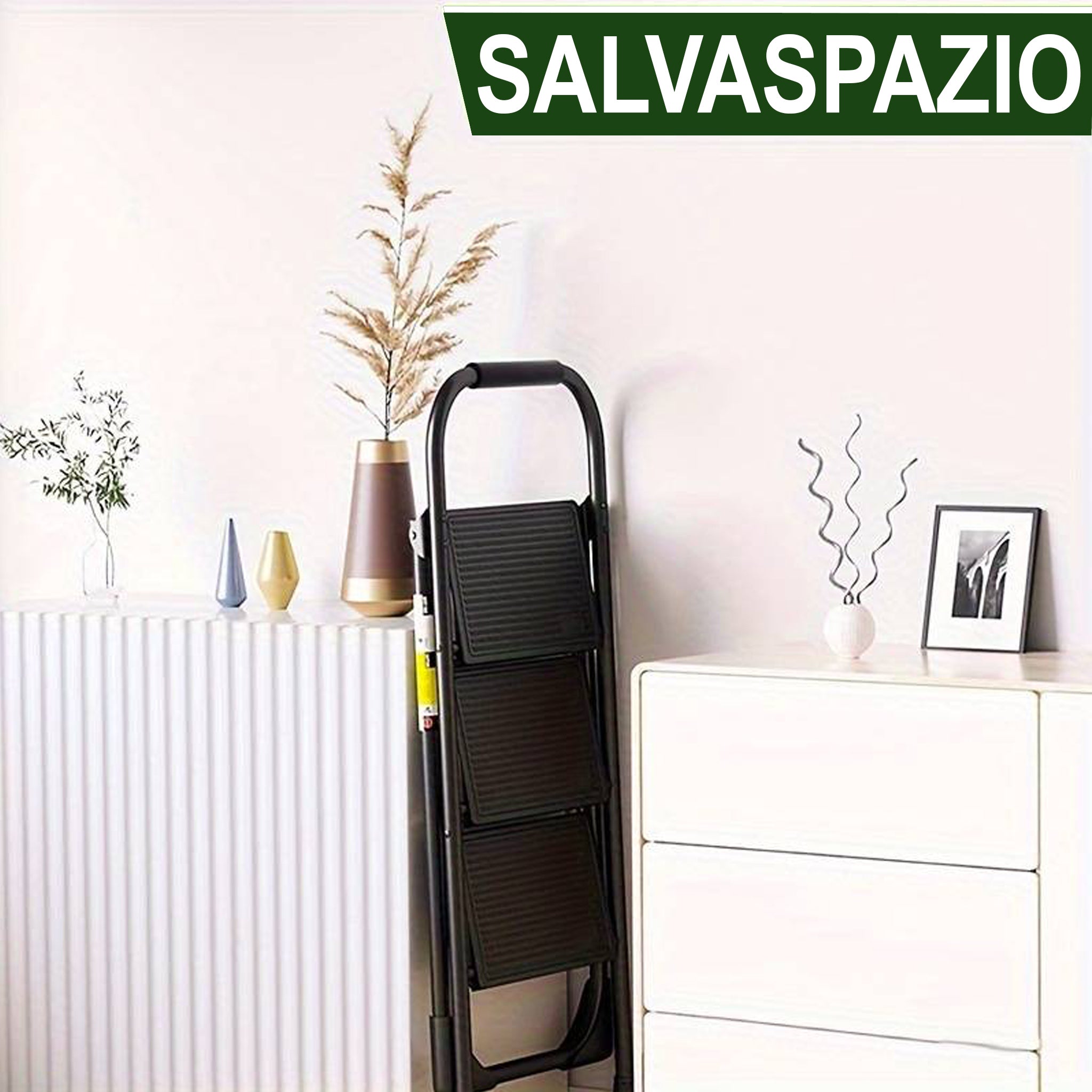 Sgabello Pieghevole E Leggero 4 Gradini Nero 58x154cm