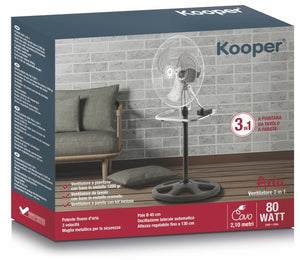 Ventilatore 3 in 1 a Piantana Parete Tavolo 45cm 3 Velocità  80W Kooper Aria