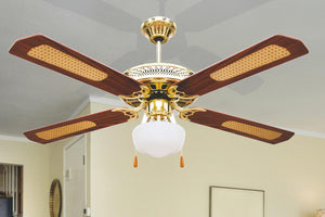 Ventilatore da Soffitto con 4 Pale e Lampada Ø130cm 3 Velocità  Kooper Windy Marrone