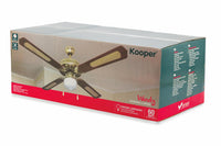 Ventilatore da Soffitto con 4 Pale e Lampada Ø130cm 3 Velocità  Kooper Windy Marrone