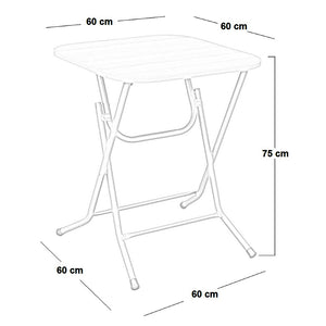 Tavolo richiudibile cm 60 x 60 in ferro con piano effetto legno