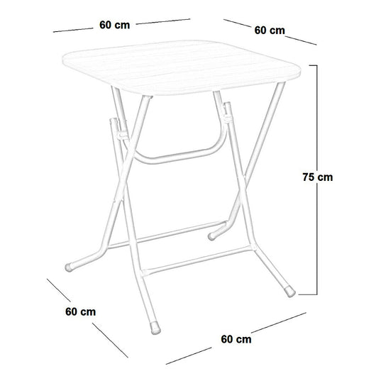 Tavolo richiudibile cm 60 x 60 in ferro con piano effetto legno