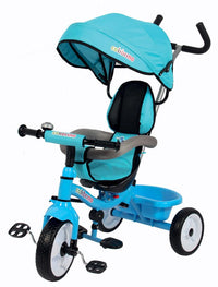 Triciclo a Spinta Seggiolino Reversibile per Bambini Miller Colibrino Azzurro