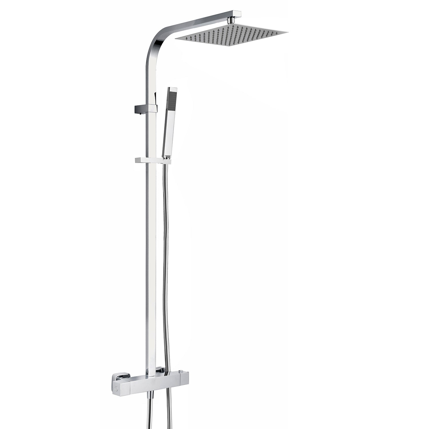 Colonna Doccia Squadrata soffione quadrato cm in acciaio inox ultra slim e miscelatore termostatico a 2 vie