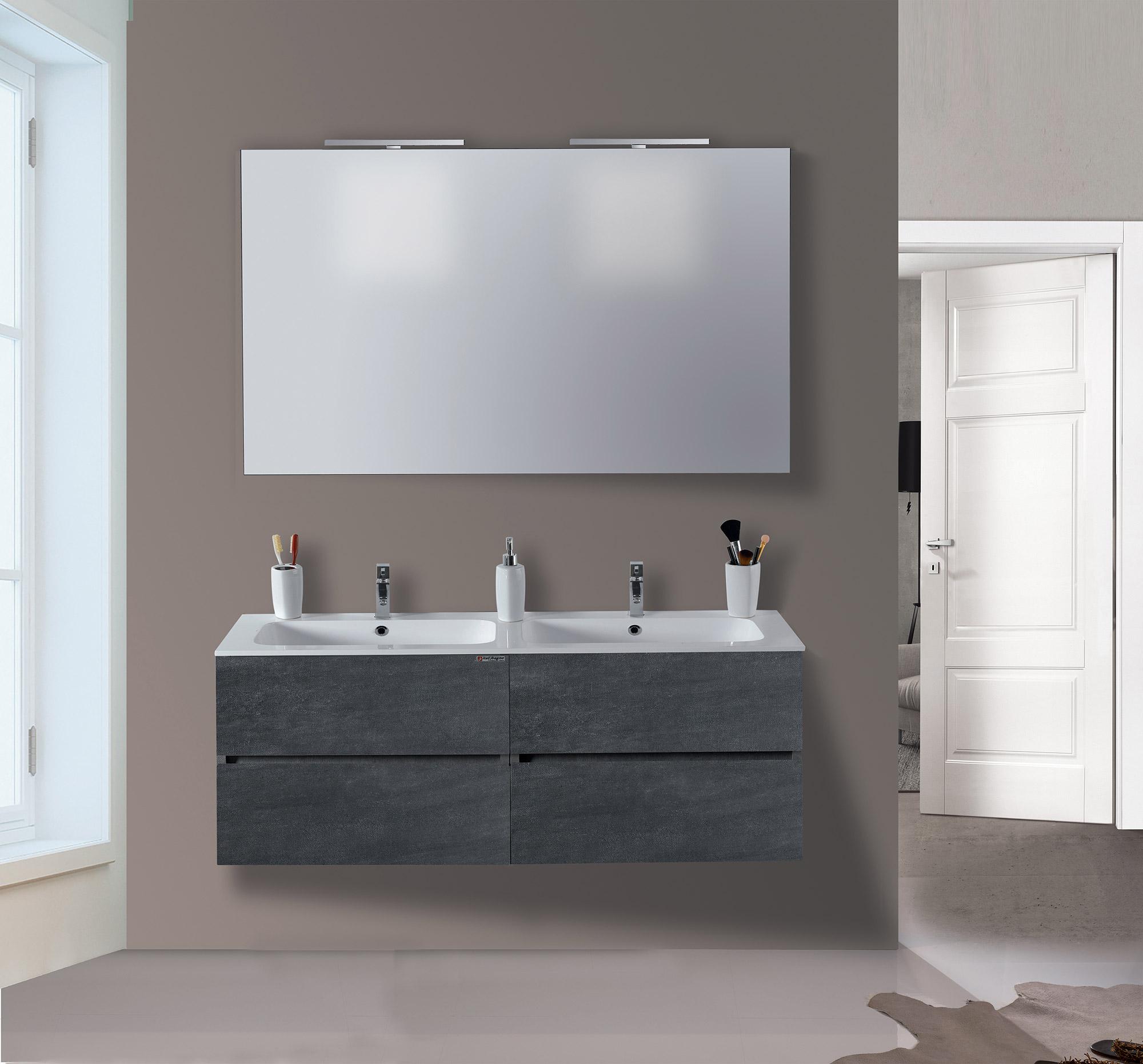 Mobile da Bagno Sospeso 120cm Mazzoni Maiorca Light Doppia Vasca Antracite