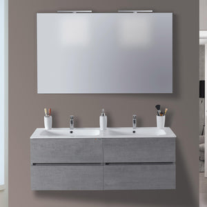 Mobile da Bagno Sospeso 120cm Mazzoni Maiorca Light Doppia Vasca Grigio Cemento