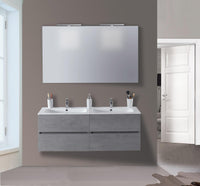 Mobile da Bagno Sospeso 120cm Mazzoni Maiorca Light Doppia Vasca Grigio Cemento