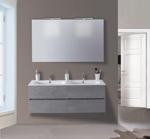 Mobile da Bagno Sospeso 120cm Mazzoni Maiorca Light Doppia Vasca Grigio Cemento