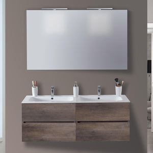 Mobile da Bagno Sospeso 120cm Mazzoni Maiorca Light Doppia Vasca Grigio Frassinato