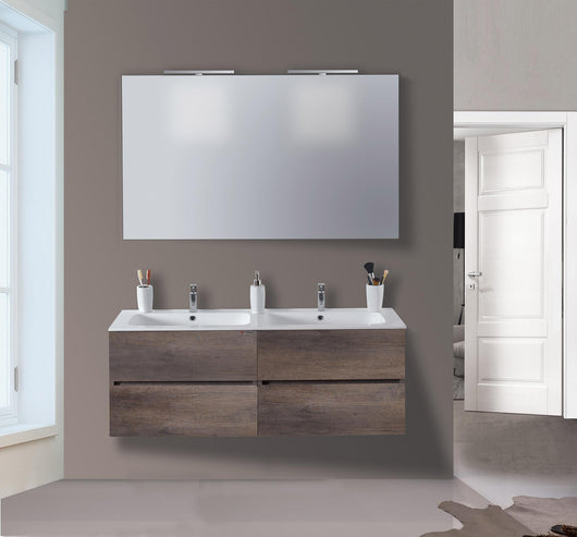 Mobile da Bagno Sospeso 120cm Mazzoni Maiorca Light Doppia Vasca Grigio Frassinato