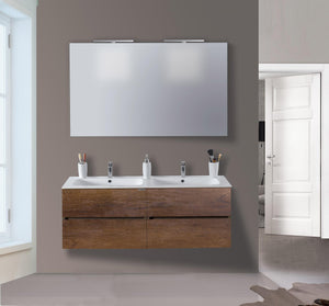 Mobile da Bagno Sospeso 120cm Mazzoni Maiorca Light Doppia Vasca Noce Scuro Frassinato