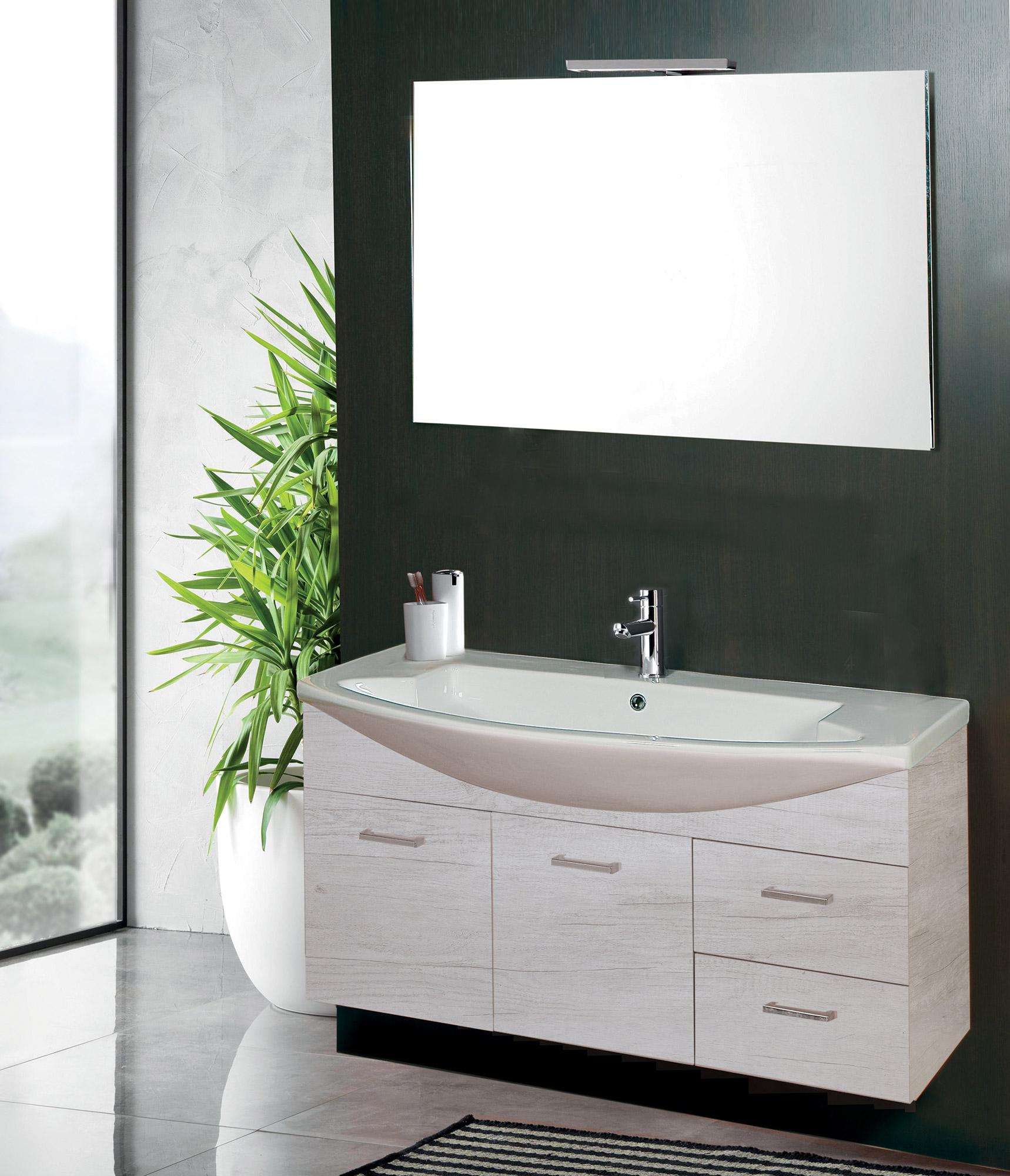 Mobile da Bagno Sospeso 108cm Mazzoni Manhattan Bianco Frassinato