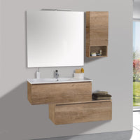 Mobile da Bagno Sospeso 100cm Pensile P18cm Mazzoni Boston 15 Noce Chiaro Frassinato