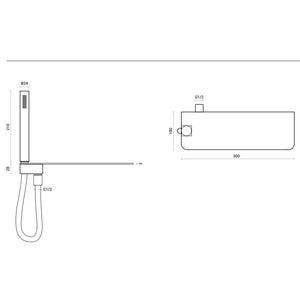 Kit doccia con ripiano portaoggetti, doccino e flessibile pvc silver