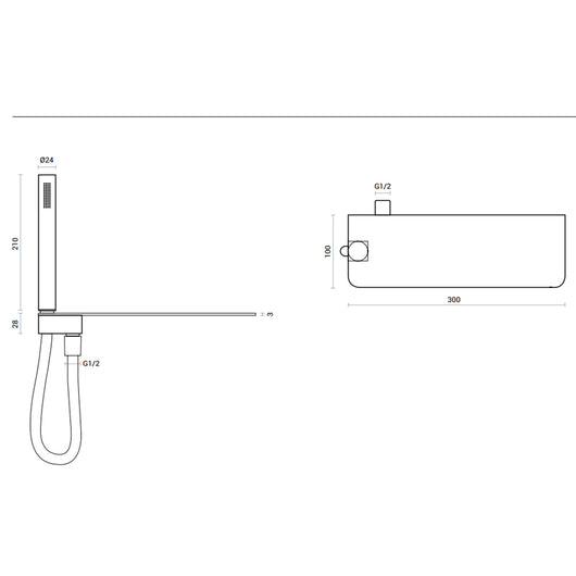 Kit doccia con ripiano portaoggetti, doccino e flessibile pvc silver