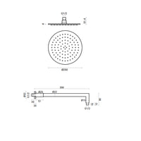 Soffione doccia tondo diametro 25 cm con braccio in acciaio inox spazzolato spessore 4 mm