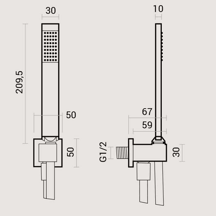 Composizione doccia  soffione acciaio inox 50x22, set duplex e miscelatore termostatico