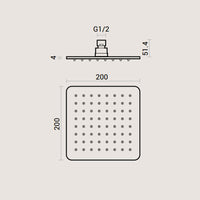 Composizione doccia con soffione quadrato in acciaio inox 20x20 completo di set duplex e braccio 