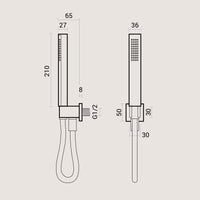 Composizione doccia con soffione quadrato in acciaio inox 20x20 completo di set duplex e braccio 