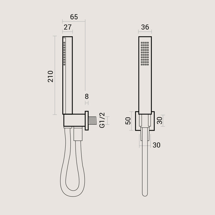 Composizione doccia con soffione quadrato in acciaio inox 20x20 completo di set duplex e braccio 