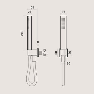 Composizione doccia con soffione quadrato in acciaio inox 30x30 completo di set duplex e braccio 