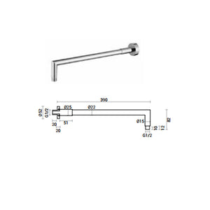 Composizione doccia con soffione tondo in acciaio inox diametro 30 con set duplex e braccio 