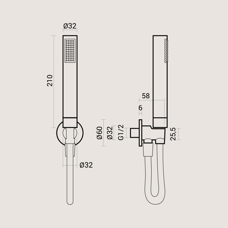 Composizione doccia con soffione tondo in acciaio inox diametro 30 con set duplex e braccio 