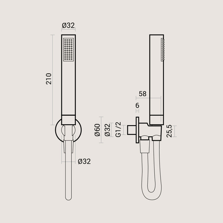 Composizione doccia con soffione tondo in acciaio inox diametro 30 con set duplex e braccio 