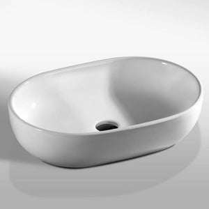 Lavabo da appoggio ovale in ceramica bianca 58x41 con bordo sottile