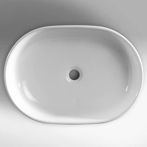 Lavabo da appoggio ovale in ceramica bianca 58x41 con bordo sottile