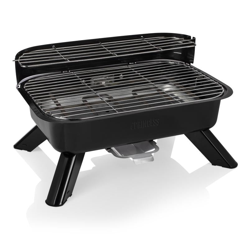 Princess barbecue ibrido da tavolo elettrico 2000w e carbone 44x28.5 cm smontabile nero